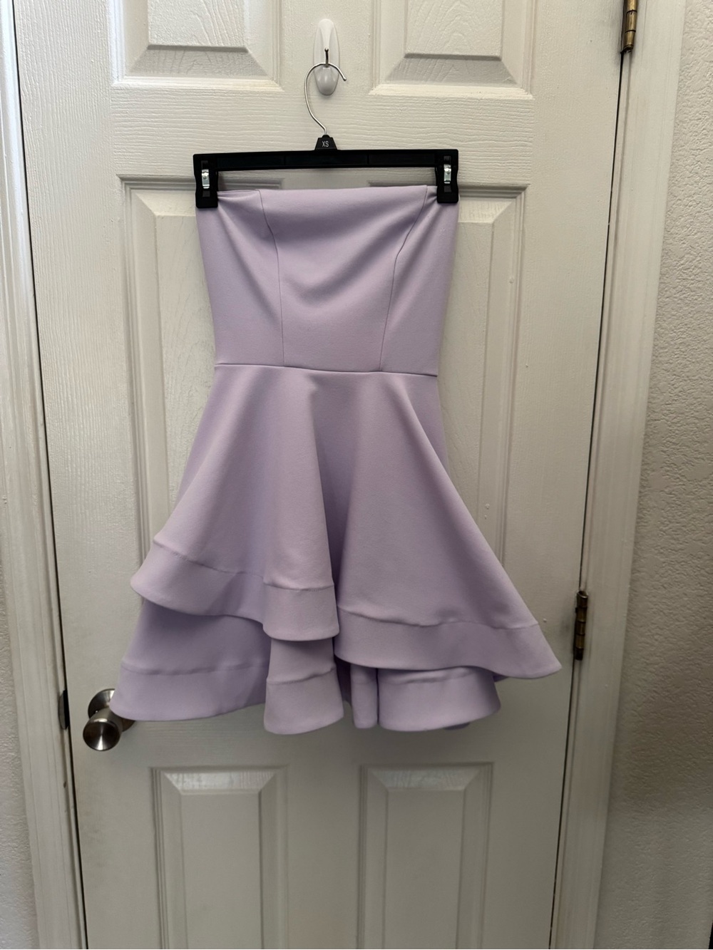 Strapless Lavender Ruffle Hem Dress